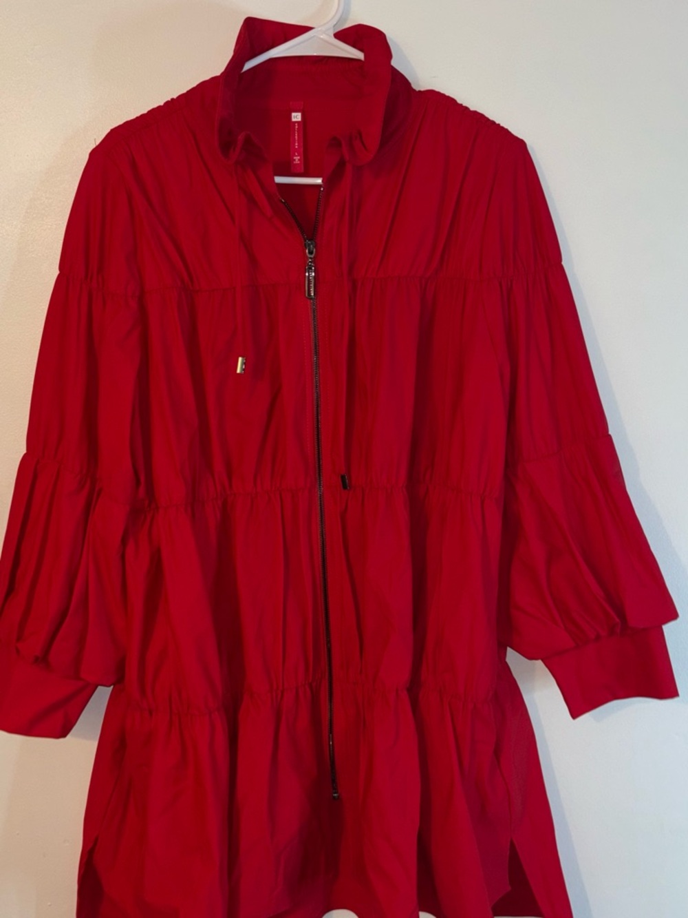IC COLLECTION Red Lightweight Zip-Front Blazer Jacket